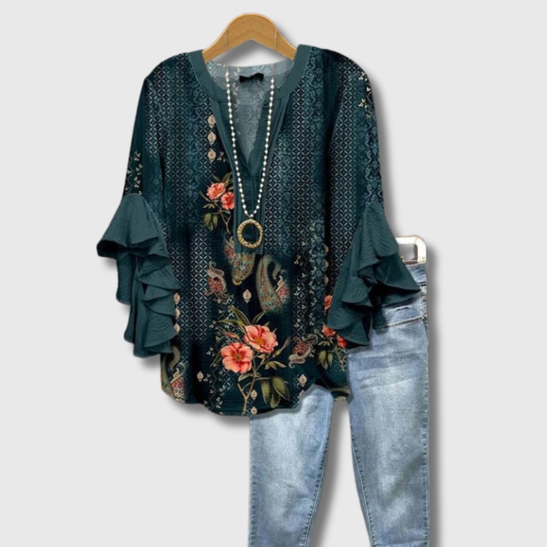 Héloïse - Blouse florale vintage Édition Limitée pour femme