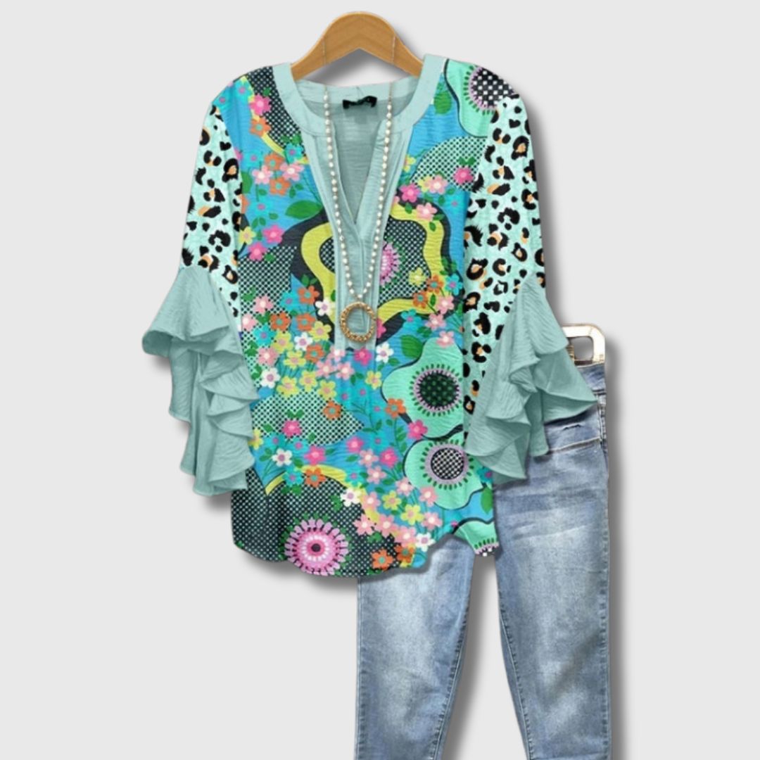 Inès - Limited Edition Vintage Floral Blouse for Refined Women
