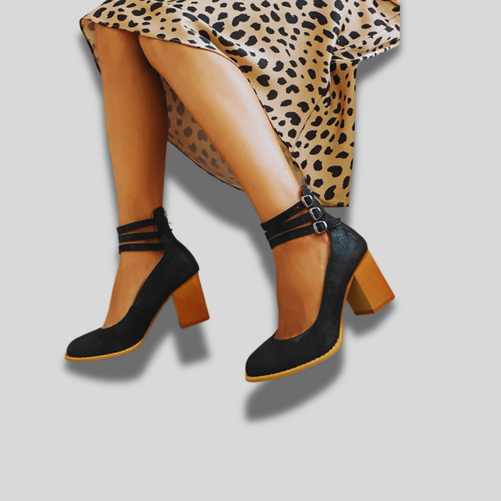 Caa™ | Women's Flat Sandals with Ankle Strap and Chunky Heel