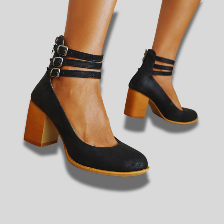 Caa™ | Women's Flat Sandals with Ankle Strap and Chunky Heel