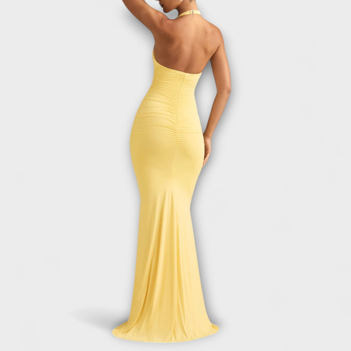 Refined backless halter gala dress