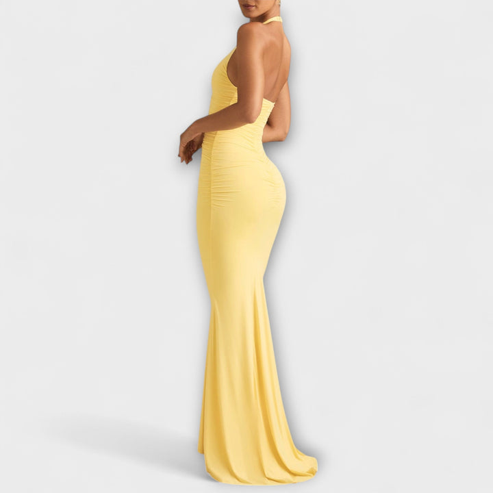 Refined backless halter gala dress