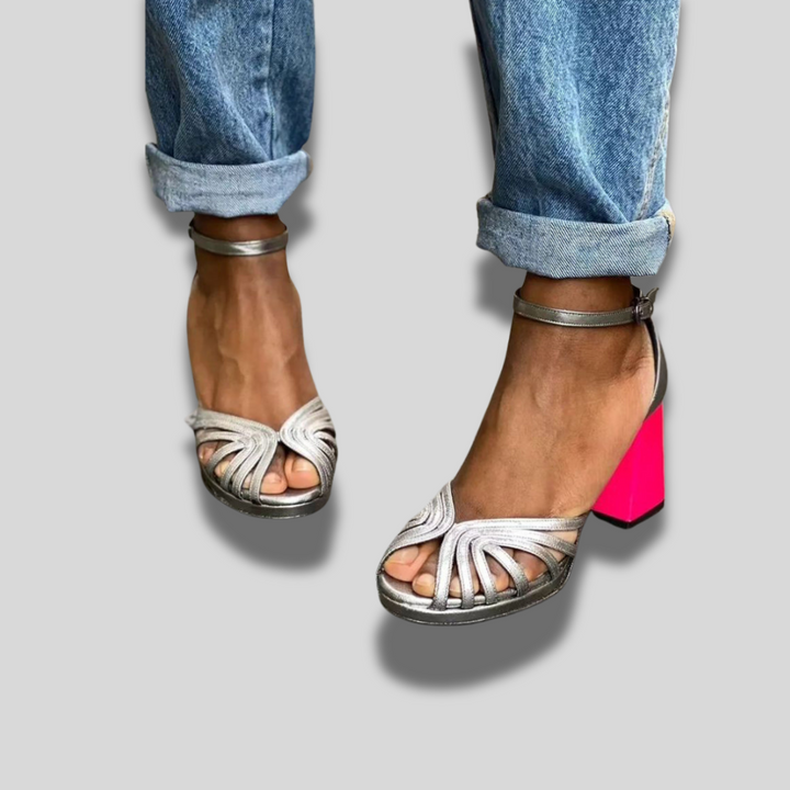 Naelle™ | Sandales Brillantes à Talon épais et élégante Boucle