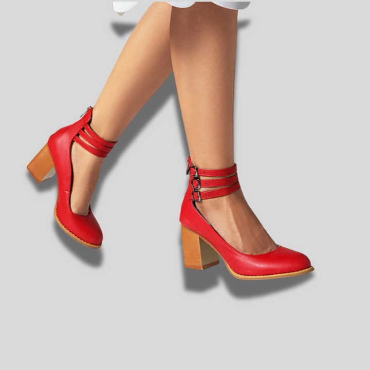Caa™ | Women's Flat Sandals with Ankle Strap and Chunky Heel