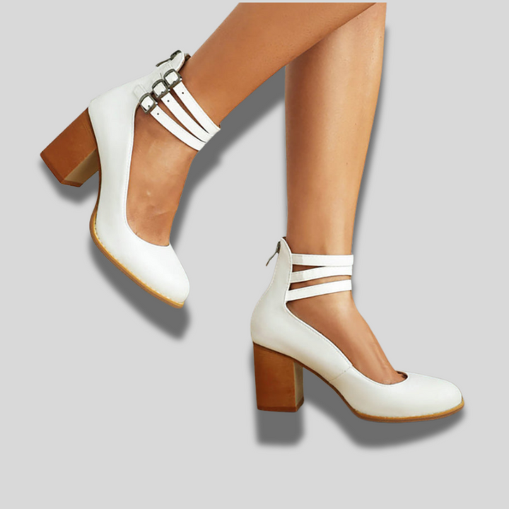 Caa™ | Women's Flat Sandals with Ankle Strap and Chunky Heel