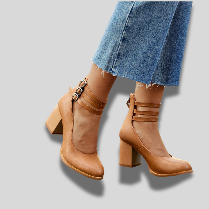 Caa™ | Women's Flat Sandals with Ankle Strap and Chunky Heel
