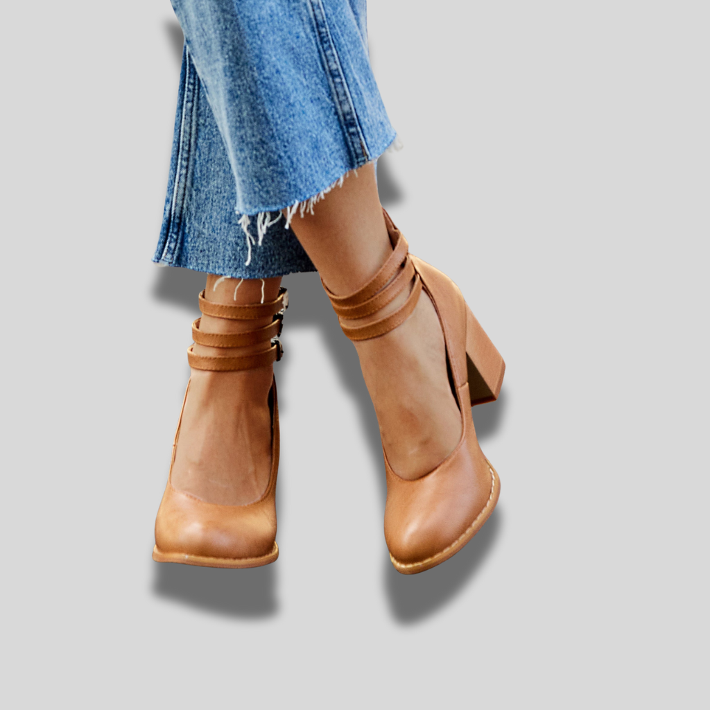 Caa™ | Women's Flat Sandals with Ankle Strap and Chunky Heel