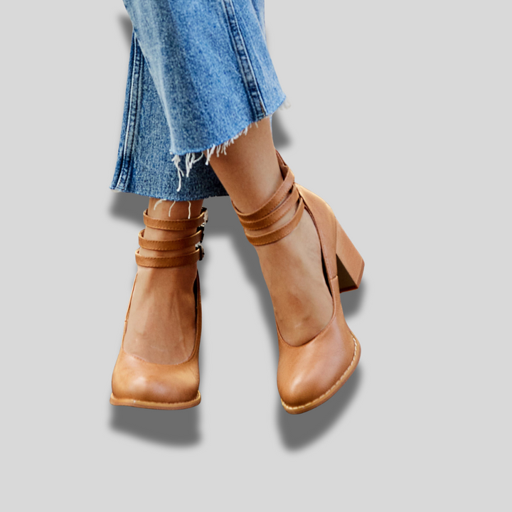Caa™ | Women's Flat Sandals with Ankle Strap and Chunky Heel