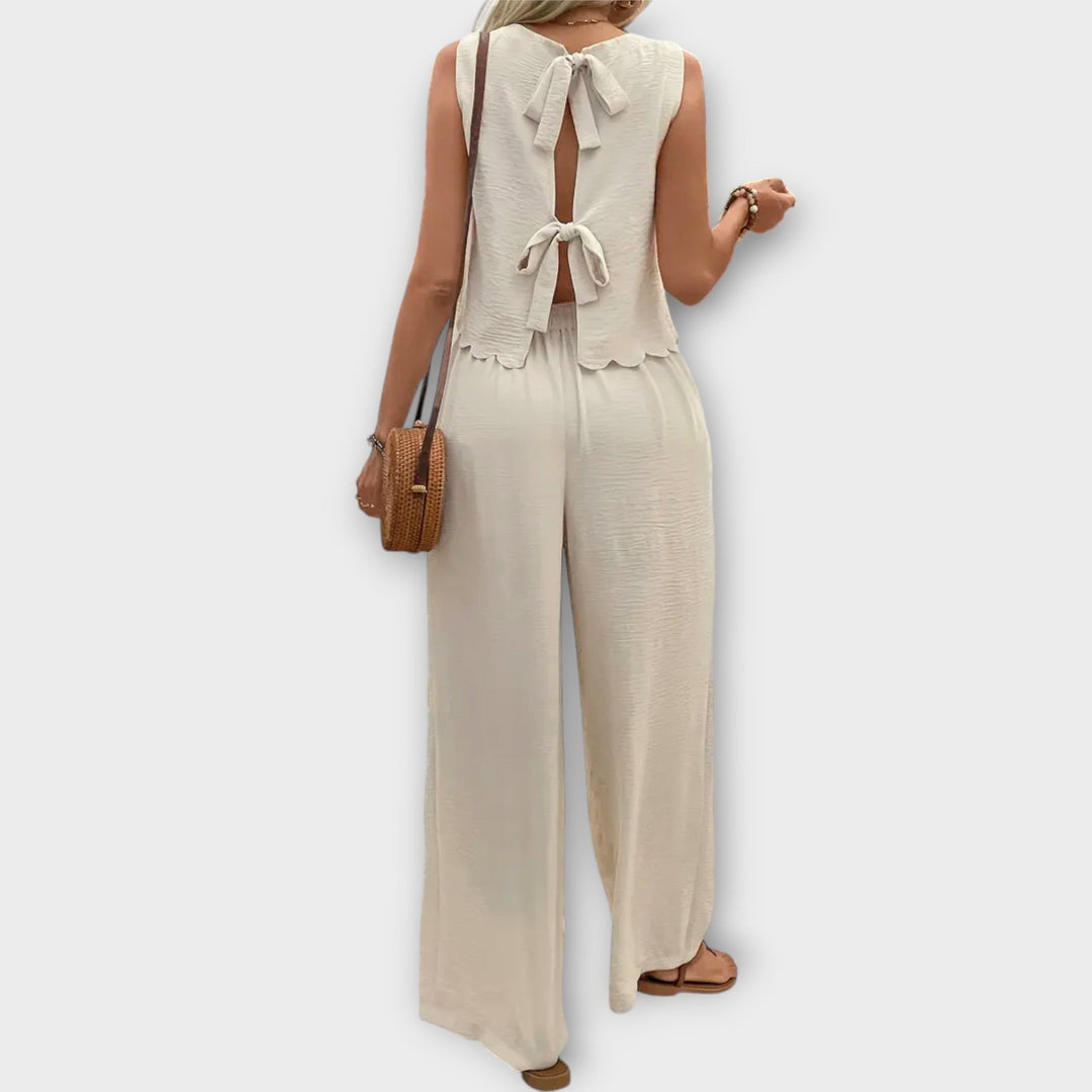Valeria - Gilet avec bord en pétales & Pantalon long