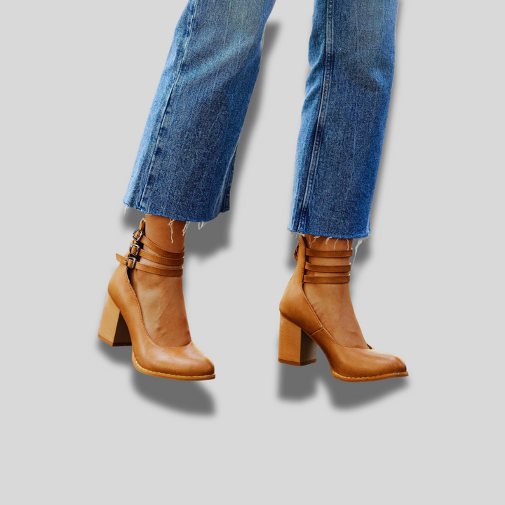 Caa™ | Women's Flat Sandals with Ankle Strap and Chunky Heel