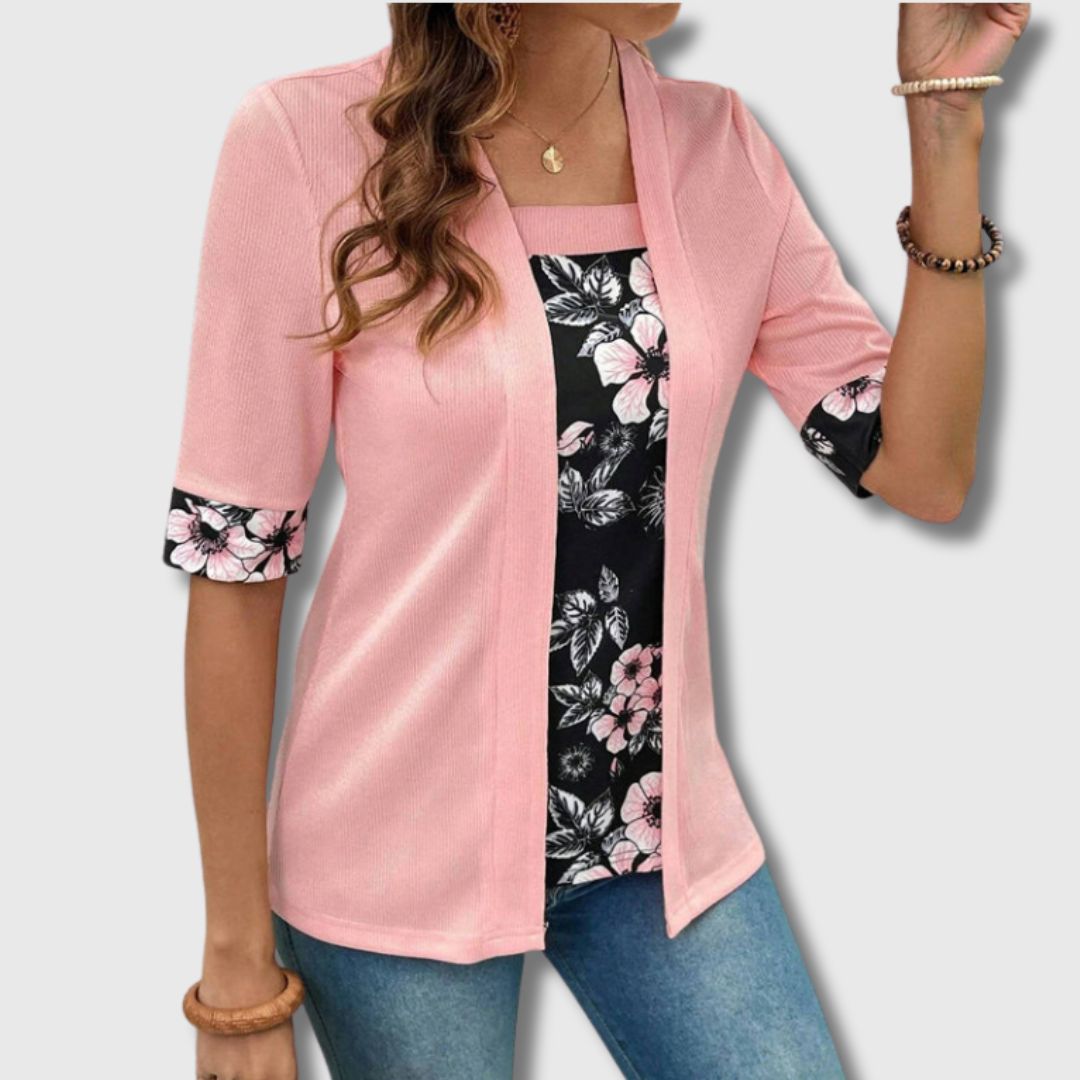 Apolline - Blouse patchwork floral élégante pour femme