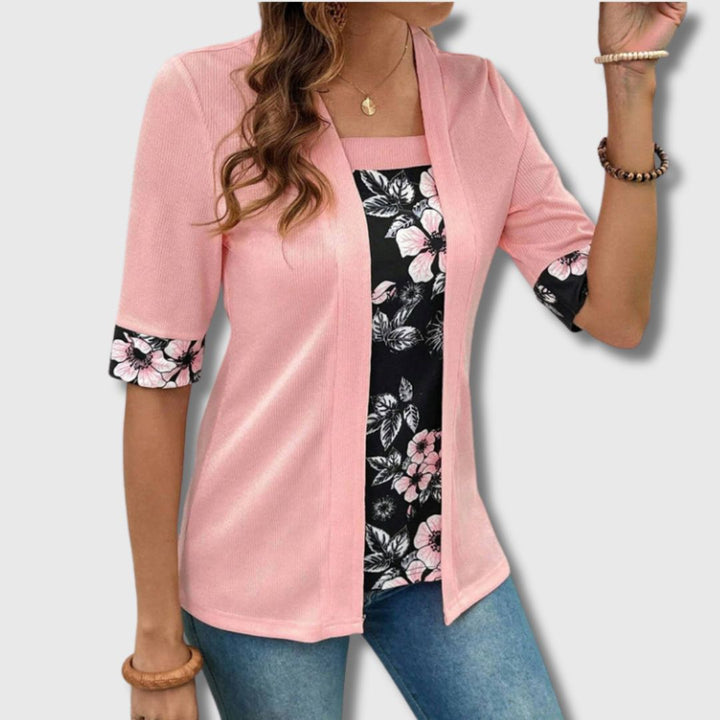 Apolline - Blouse patchwork floral élégante pour femme