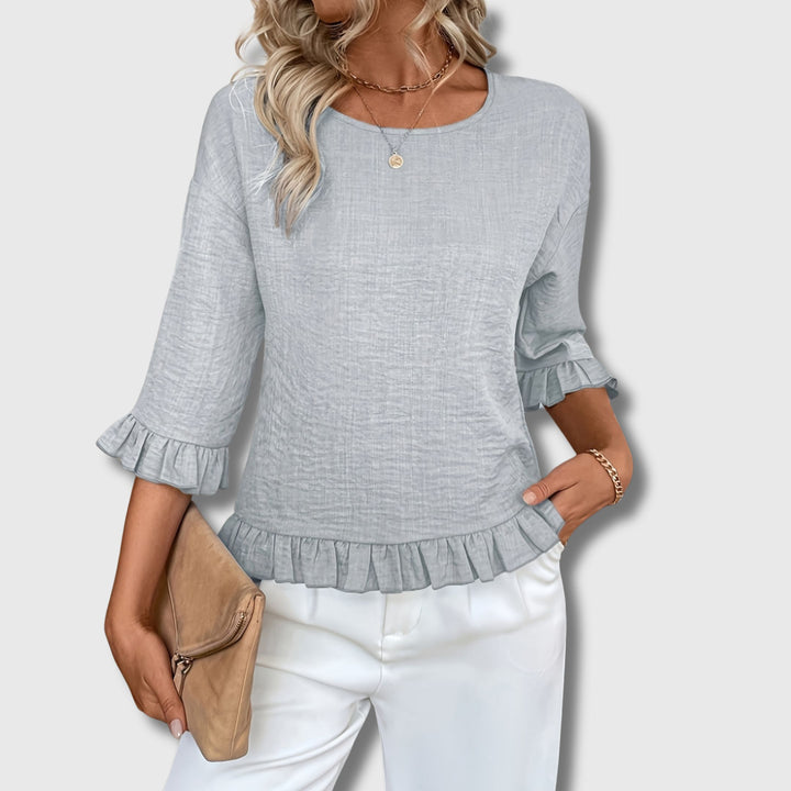 Women's Casual Off Shoulder Blouse - Pleated Sleeves