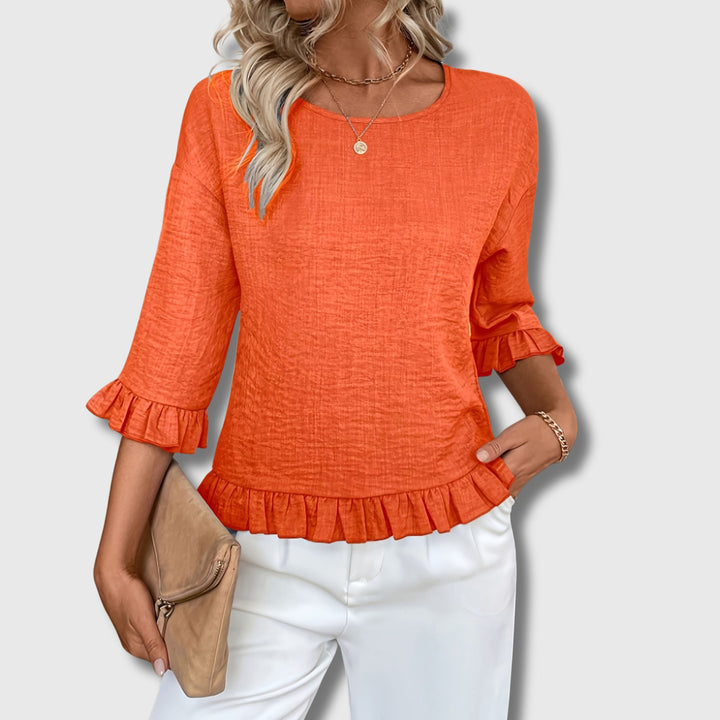 Women's Casual Off Shoulder Blouse - Pleated Sleeves