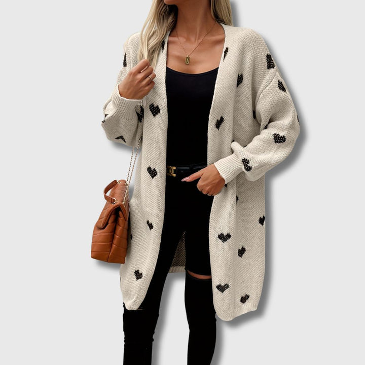 Claire - Femme Cardigan à Motifs Cœurs Édition Limitée