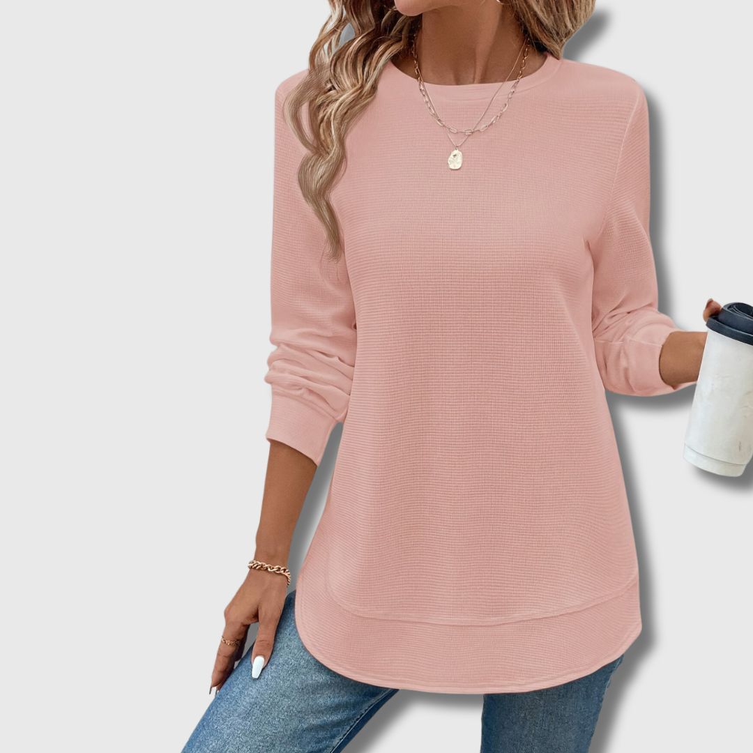 Reona - Women's Textured T-shirt Fall Style