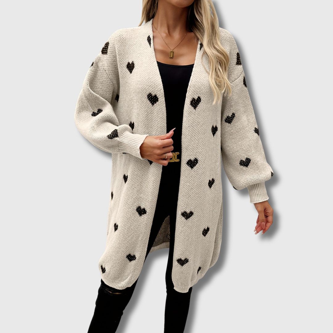 Claire - Femme Cardigan à Motifs Cœurs Édition Limitée