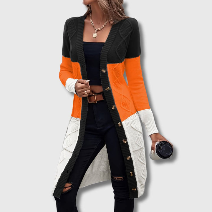 Colette – Cardigan femme à blocs de couleur boutonné Édition limitée