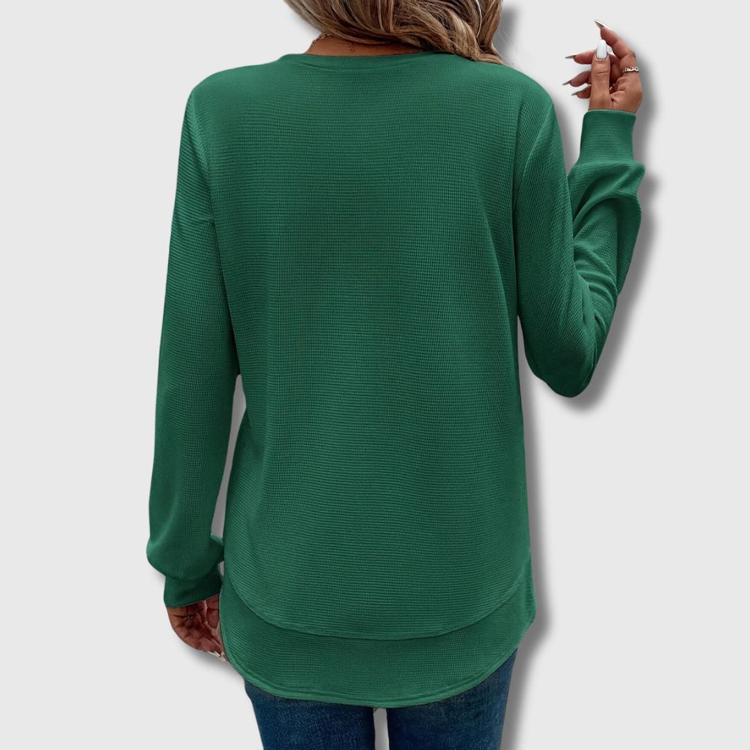Reona - Women's Textured T-shirt Fall Style