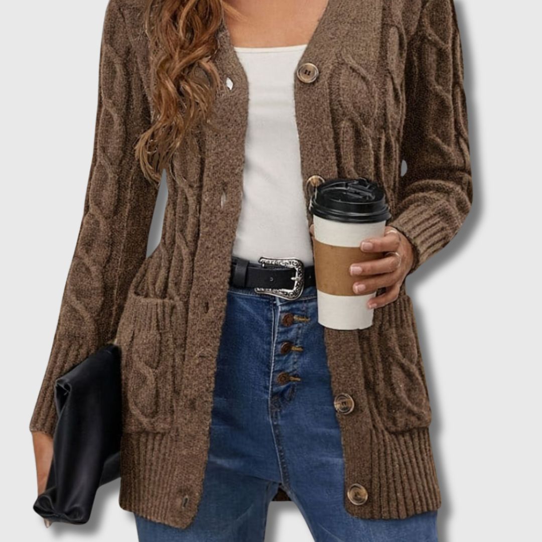 Édith - Cardigan Torsadé Élégant pour Femme