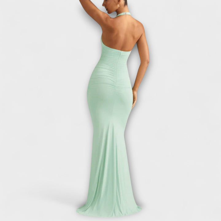 Refined backless halter gala dress