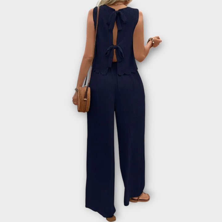 Valeria - Gilet avec bord en pétales & Pantalon long