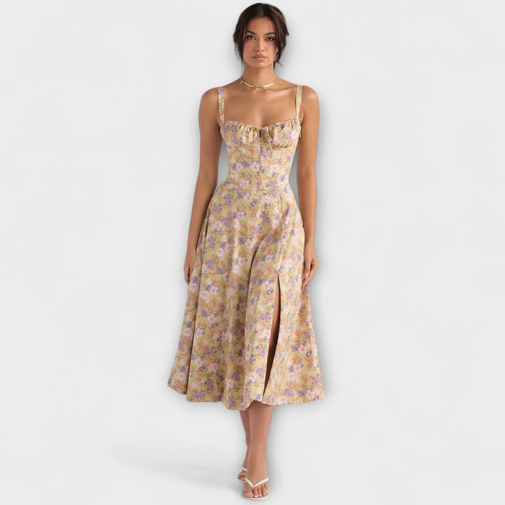 Zipporas - Robe bustier cintrée avec imprimé floral printanier moderne