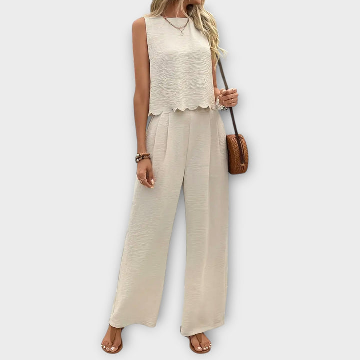 Valeria - Gilet avec bord en pétales & Pantalon long